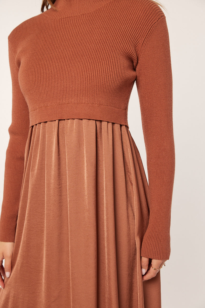 Satin Sweater Mixed Dress