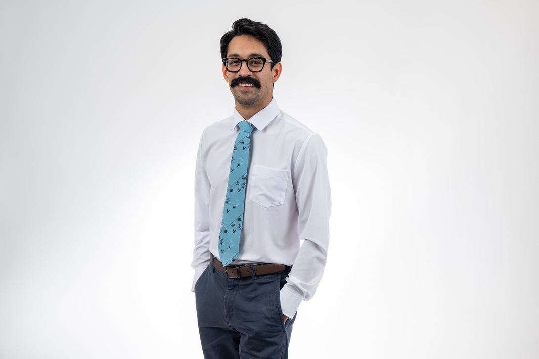 Lift Lines (Blue) Men's Tie Casual tie designed by Kator Shop — perfect balance of relaxed and refined for Cache Valley men’s fashion.