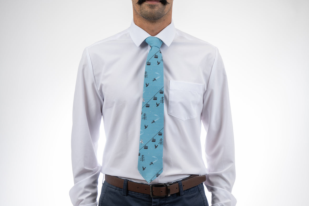 Lift Lines (Blue) Men's Tie Missionary tie built to last through daily wear — crafted in Logan, Utah by Kator Shop for elders serving around the world.
