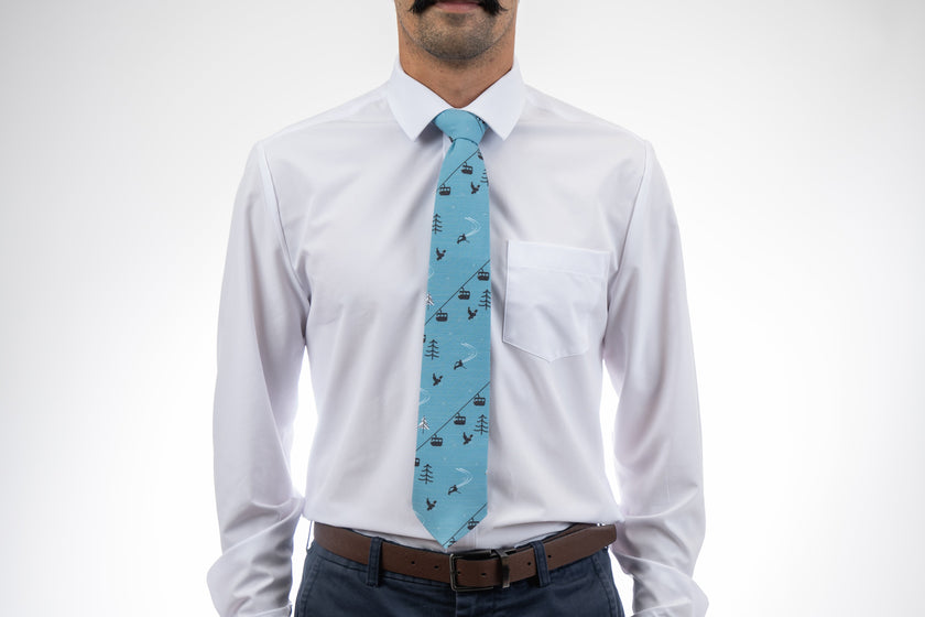 Lift Lines (Blue) Men's Tie Missionary tie built to last through daily wear — crafted in Logan, Utah by Kator Shop for elders serving around the world.