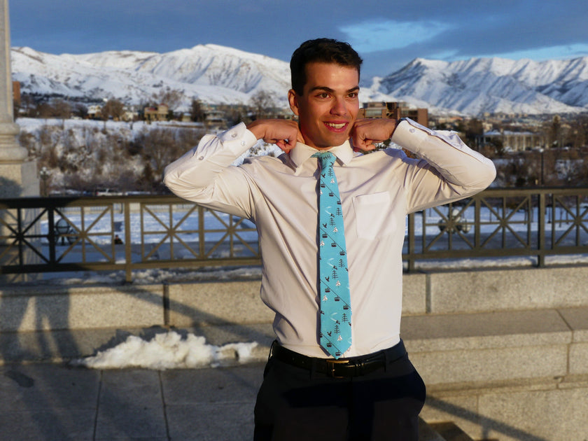 Lift Lines (Blue) Men's Tie Elegant wedding tie from Kator Shop — designed in Utah for timeless wedding style that photographs perfectly.