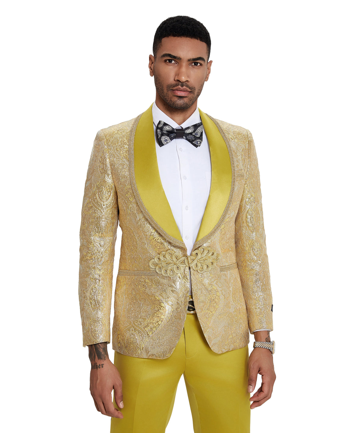 3 PC Pattern Shawl Lapel Double Breasted Vest Suit