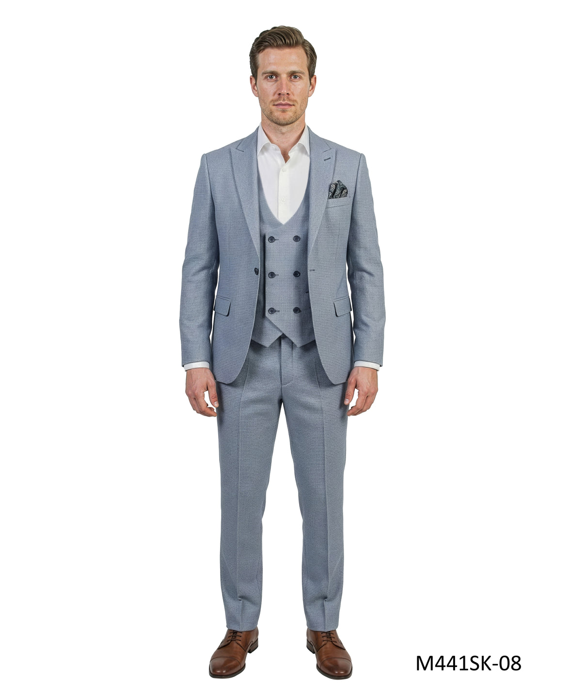 Tazzio 3PC Peak Lapel Double Breast Vest Suit