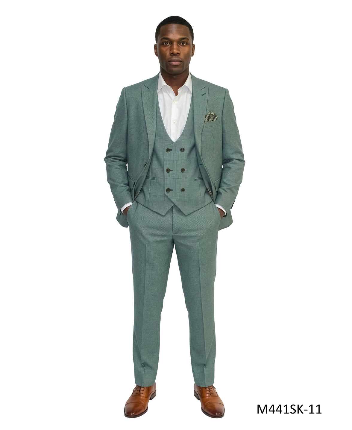 Tazzio 3PC Peak Lapel Double Breast Vest Suit