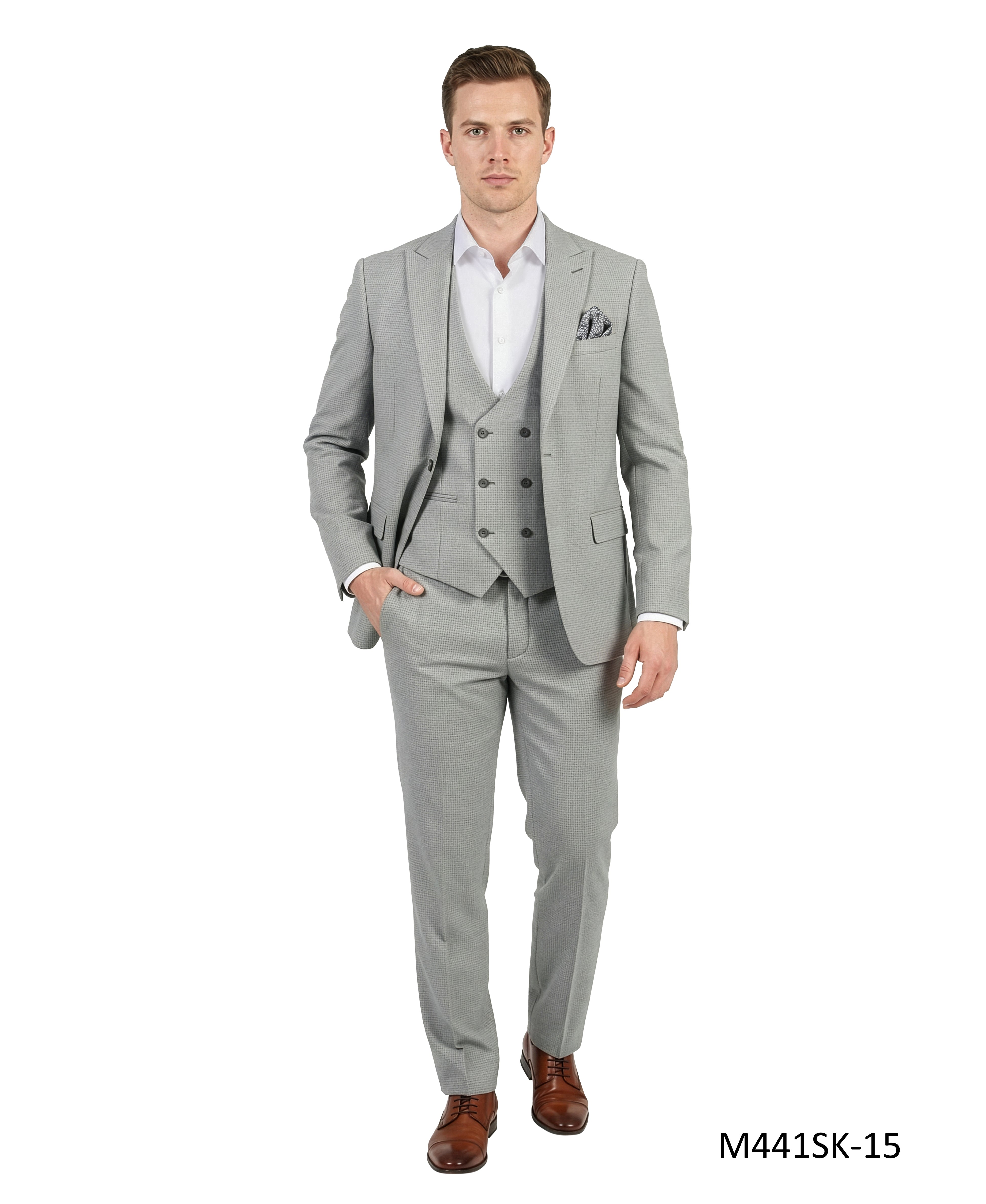 Tazzio 3PC Peak Lapel Double Breast Vest Suit