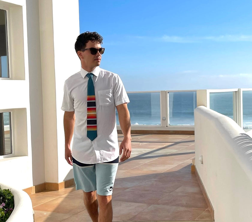 Mexican Blanket (sea-green) Men's Tie Formal tie from Kator Shop Logan — refined Utah design for galas, church events, and special celebrations.