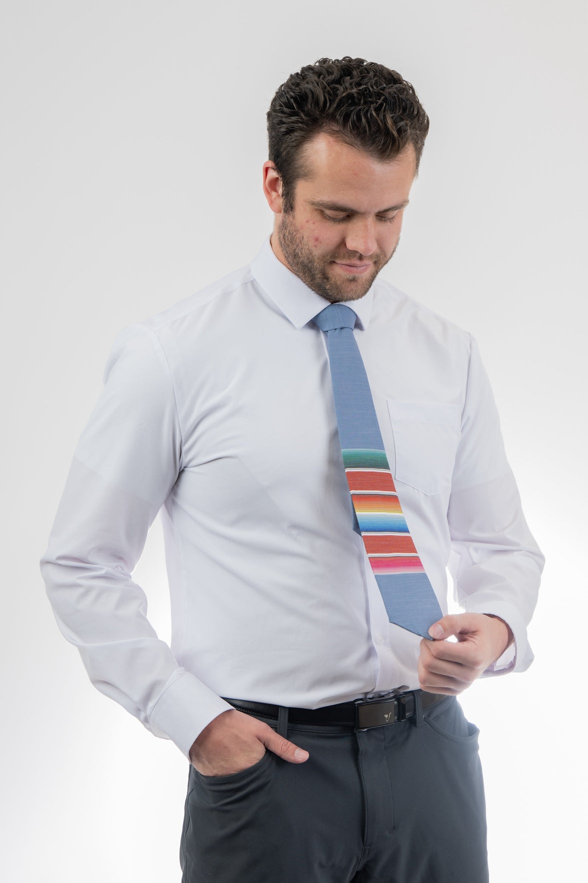 Mexican Blanket (storm-blue) Men's Tie Formal tie from Kator Shop Logan — refined Utah design for galas, church events, and special celebrations.