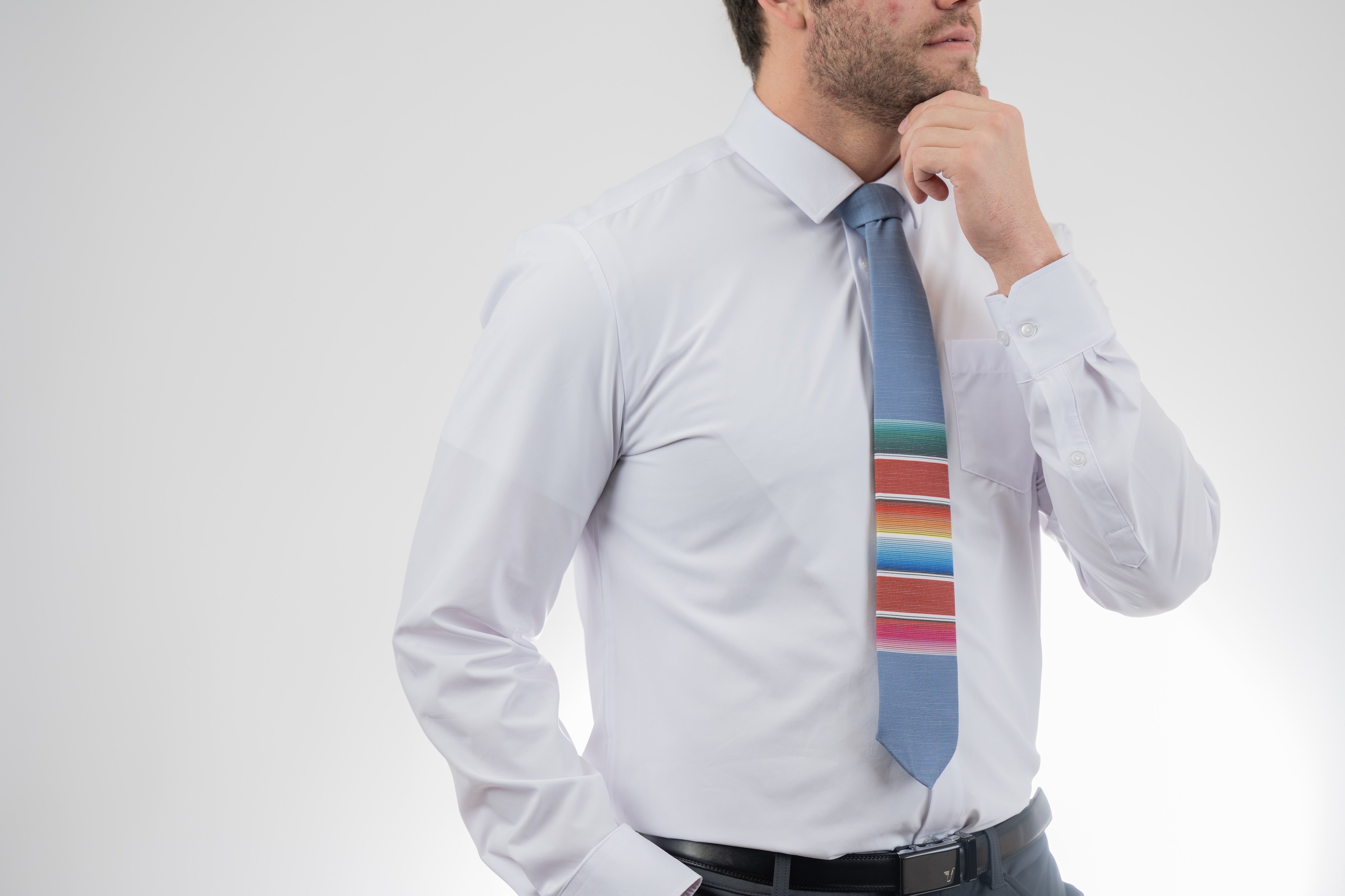 Mexican Blanket (storm-blue) Men's Tie  Wedding tie designed by Kator Shop in Logan, Utah — elegant men’s accessory crafted for timeless photos and perfect fit.