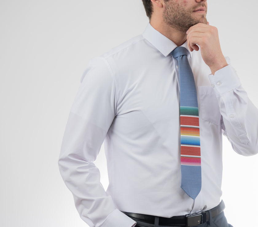 Mexican Blanket (storm-blue) Men's Tie  Wedding tie designed by Kator Shop in Logan, Utah — elegant men’s accessory crafted for timeless photos and perfect fit.