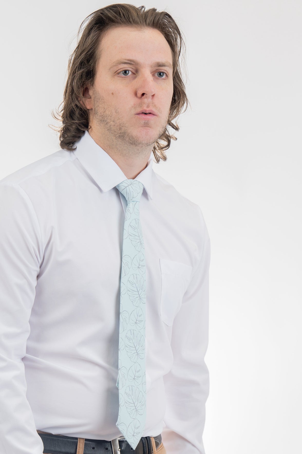 Monstera Sketch (seafoam) Men's Tie Business tie handcrafted in Logan, Utah — premium material and clean lines for confident everyday office wear.