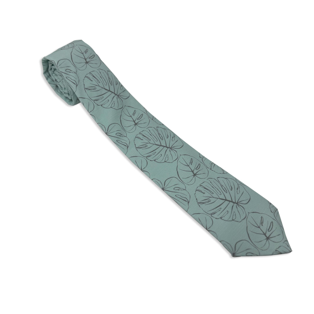Monstera Sketch (seafoam) Men's Tie Missionary tie from Kator Shop in Logan, Utah — built to last through daily wear with clean, classic design for elders serving worldwide.