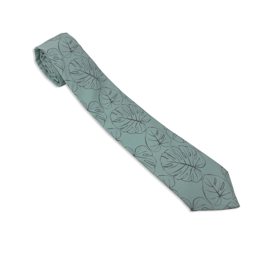 Monstera Sketch (seafoam) Men's Tie Missionary tie from Kator Shop in Logan, Utah — built to last through daily wear with clean, classic design for elders serving worldwide.