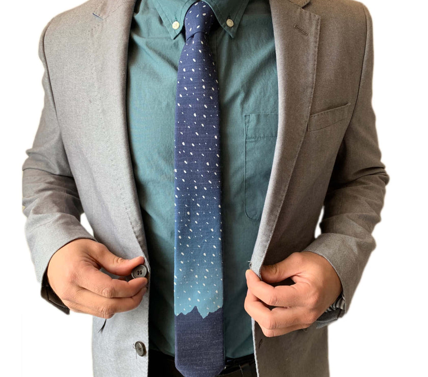 Mountain Time (Navy) Men's tie Missionary tie built to last through daily wear — crafted in Logan, Utah by Kator Shop for elders serving around the world.