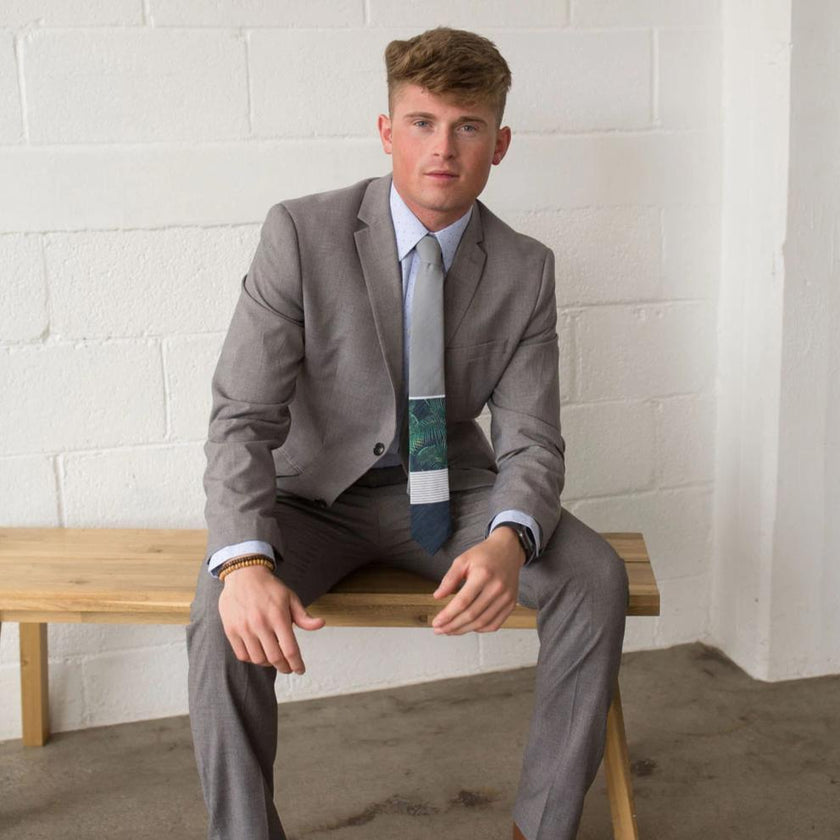 Palm Frond-liness Men's Bombora Tie Missionary tie built to last through daily wear — crafted in Logan, Utah by Kator Shop for elders serving around the world.