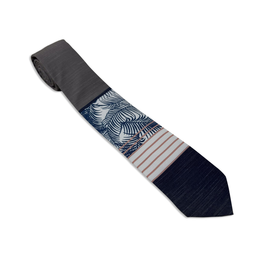 Pink Palm Stripes Men's Tie Missionary tie built to last through daily wear — crafted in Logan, Utah by Kator Shop for elders serving around the world.