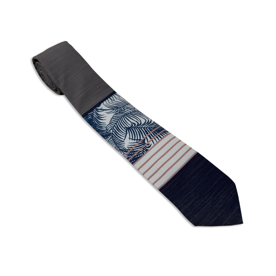 Pink Palm Stripes Men's Tie Missionary tie built to last through daily wear — crafted in Logan, Utah by Kator Shop for elders serving around the world.