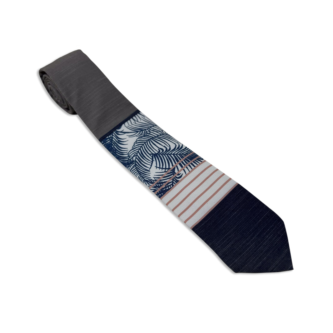 Pink Palm Stripes Men's Tie Missionary tie built to last through daily wear — crafted in Logan, Utah by Kator Shop for elders serving around the world.