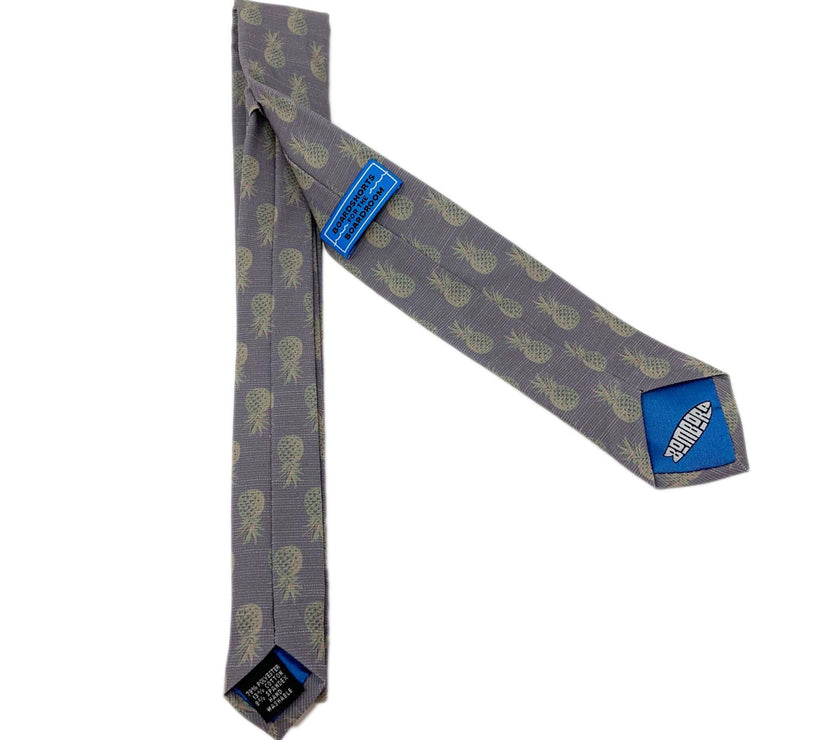 Pleasing Pineapples (Grey-Green) Men's Tie Missionary tie built to last through daily wear — crafted in Logan, Utah by Kator Shop for elders serving around the world.