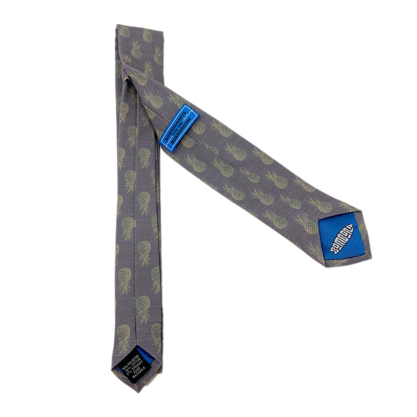 Pleasing Pineapples (Grey-Green) Men's Tie Missionary tie built to last through daily wear — crafted in Logan, Utah by Kator Shop for elders serving around the world.