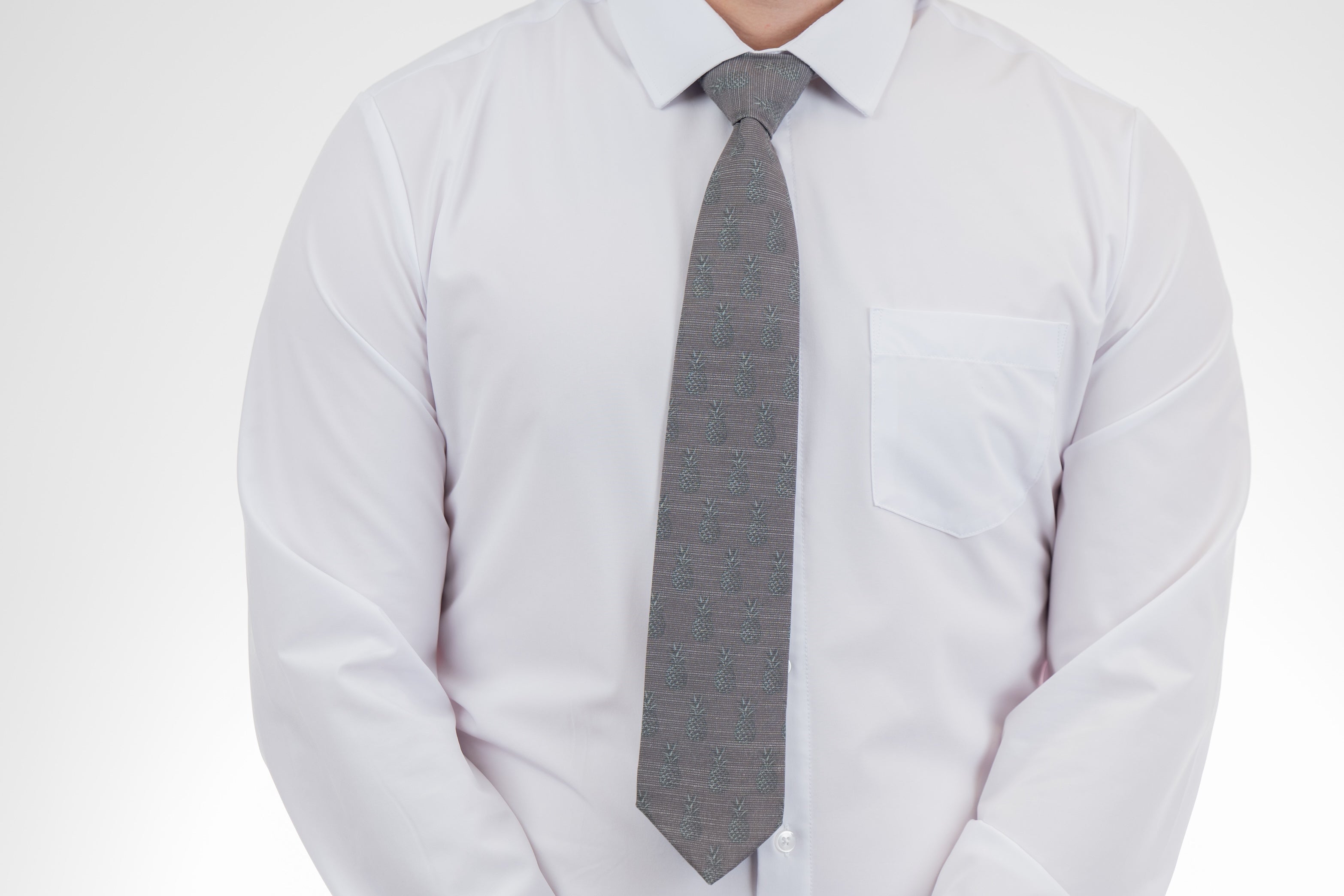 Pleasing Pineapples (Grey-Green) Men's Tie Elegant wedding tie from Kator Shop — designed in Utah for timeless wedding style that photographs perfectly.