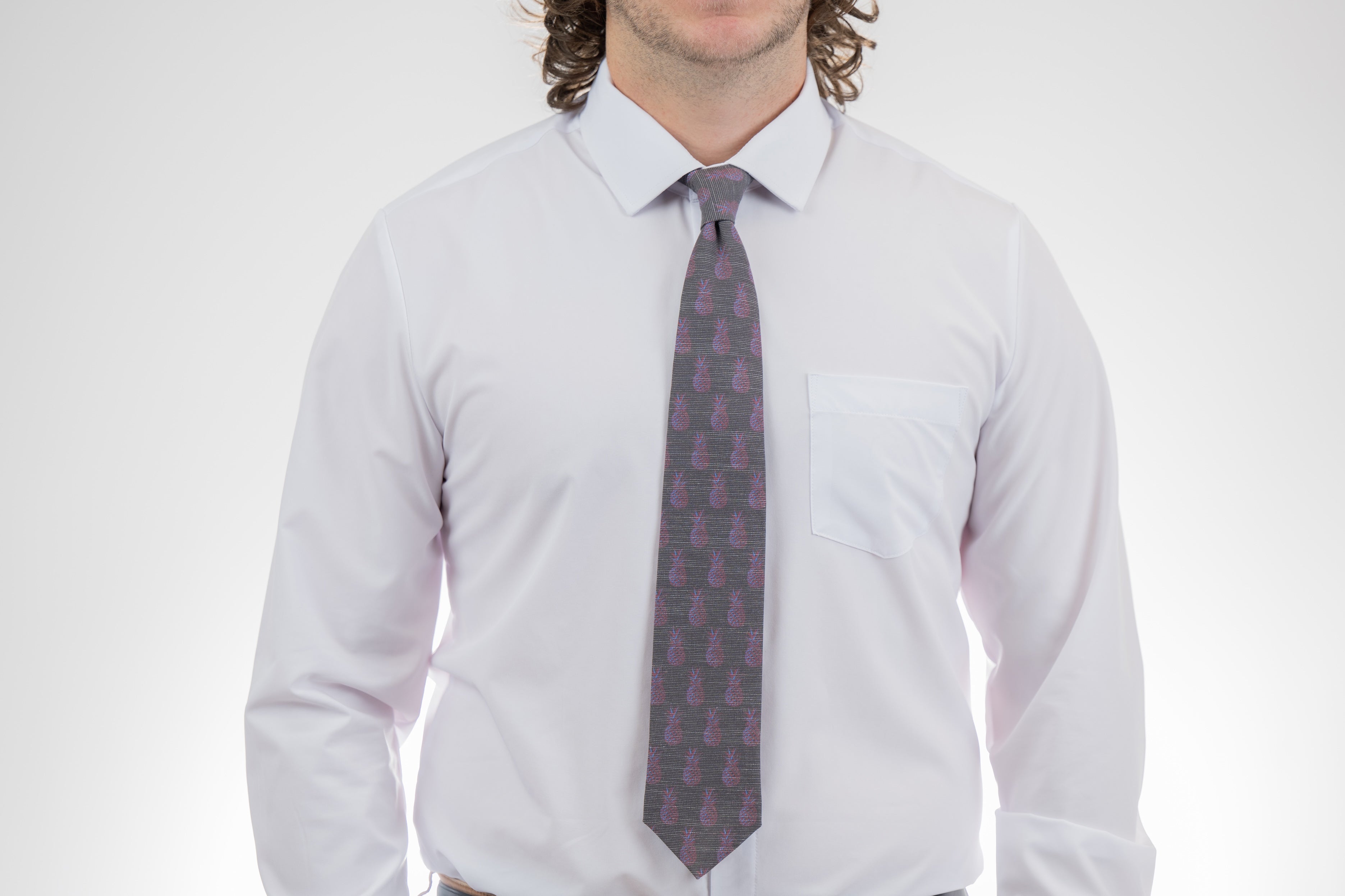 Pleasing Pineapples (Purple-Blue) Men's Tie Formal tie from Kator Shop Logan — refined Utah design for galas, ceremonies, and special occasions.