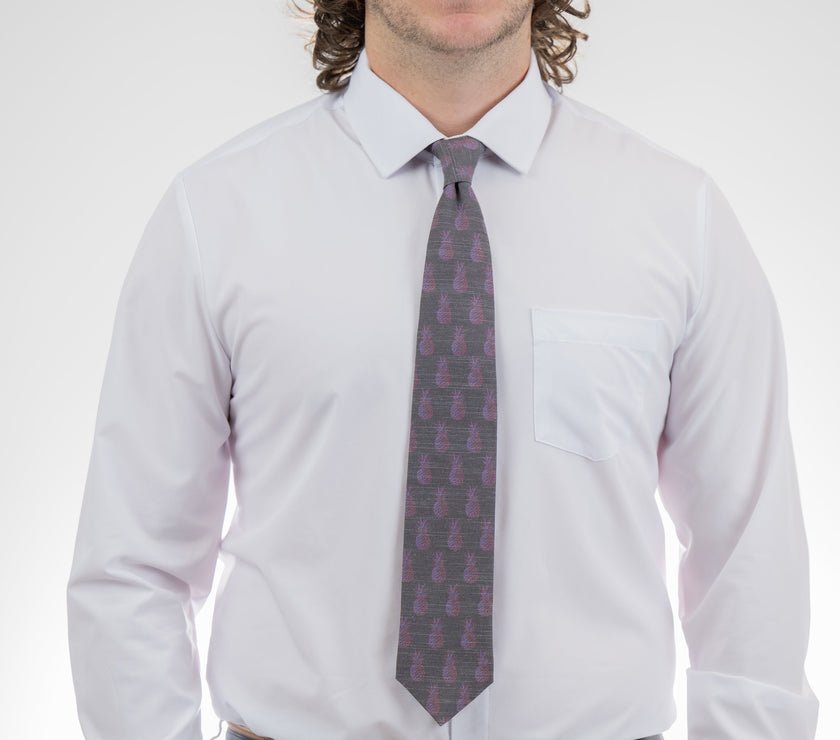 Pleasing Pineapples (Purple-Blue) Men's Tie Formal tie from Kator Shop Logan — refined Utah design for galas, ceremonies, and special occasions.