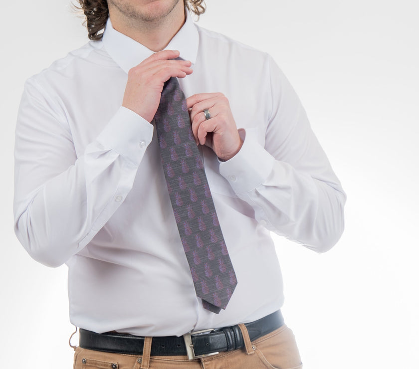 Pleasing Pineapples (Purple-Blue) Men's Tie Formal tie Premium tie from Kator Shop in Cache Valley — thoughtful Utah gift for birthdays, missions, or holidays.