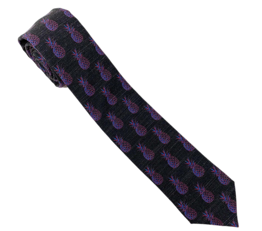 Pleasing Pineapples (Purple-Blue) Men's Tie Missionary tie built to last through daily wear — crafted in Logan, Utah by Kator Shop for elders serving around the world.