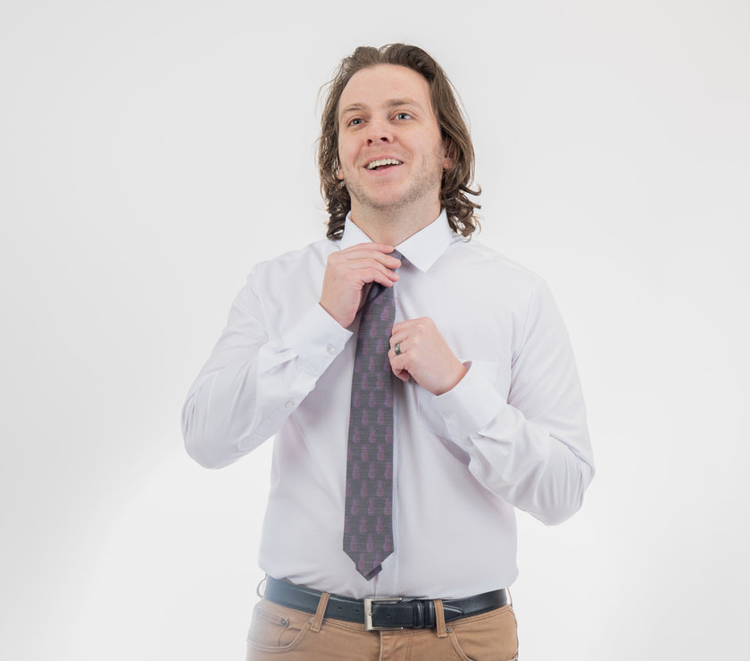 Pleasing Pineapples (Purple-Blue) Men's Tie Elegant wedding tie from Kator Shop — designed in Utah for timeless wedding style that photographs perfectly.