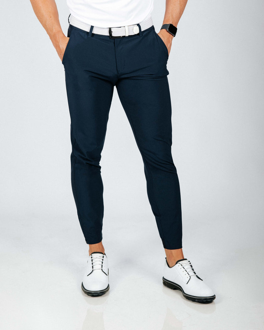 Detail shot of Kator’s men’s PrimoNavyJogger-2 – made for quality, comfort, and confidence in Logan, Utah.