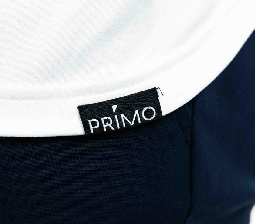 PrimoMen_sWhiteQuarterZip-5_on display at Kator Shop – refined Utah men’s fashion made with quality materials and care.