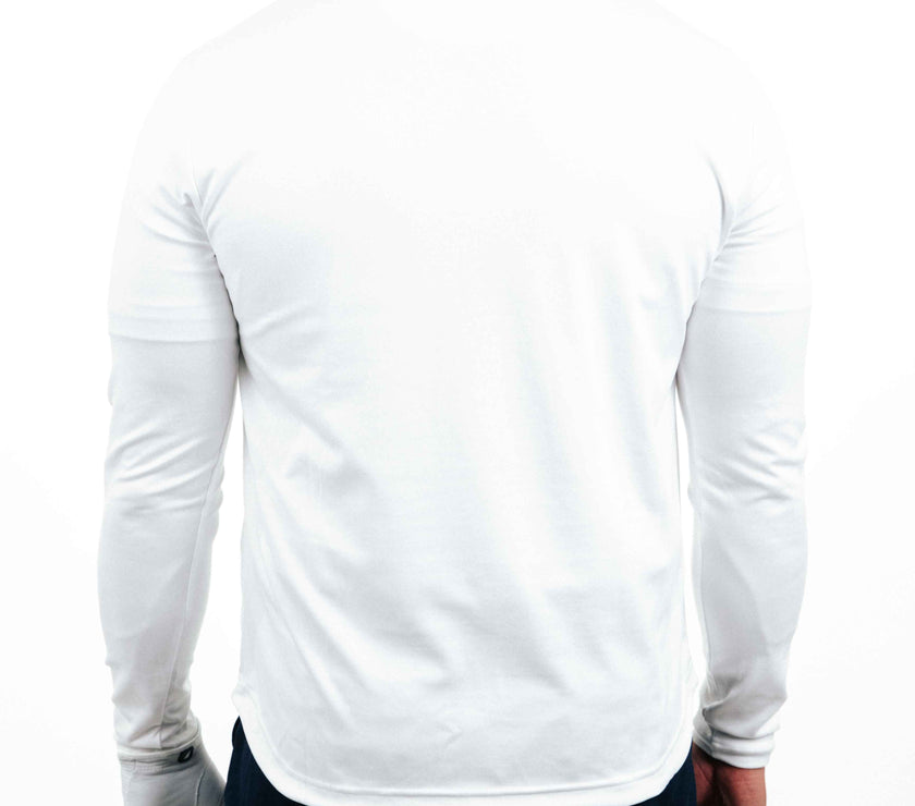 PrimoMen_sWhiteQuarterZip-6_on display at Kator Shop – refined Utah men’s fashion made with quality materials and care.