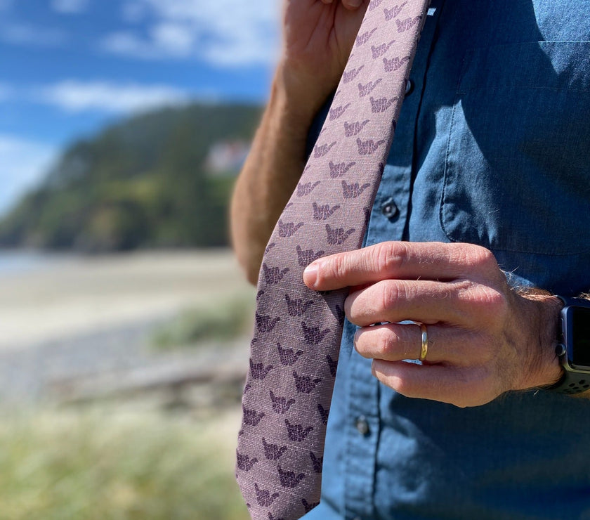 Rad Dad Shaka (Maroon) Men's Tie Formal tie from Kator Shop Logan — refined Utah design for galas, ceremonies, and special occasions.