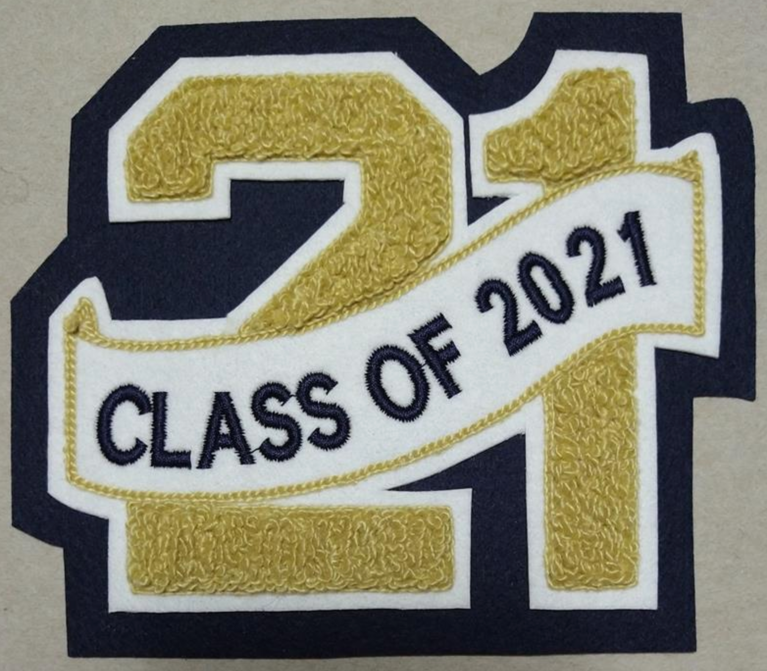GRADUATION YEAR- Double Felt Number Patch with Embroidered Sash