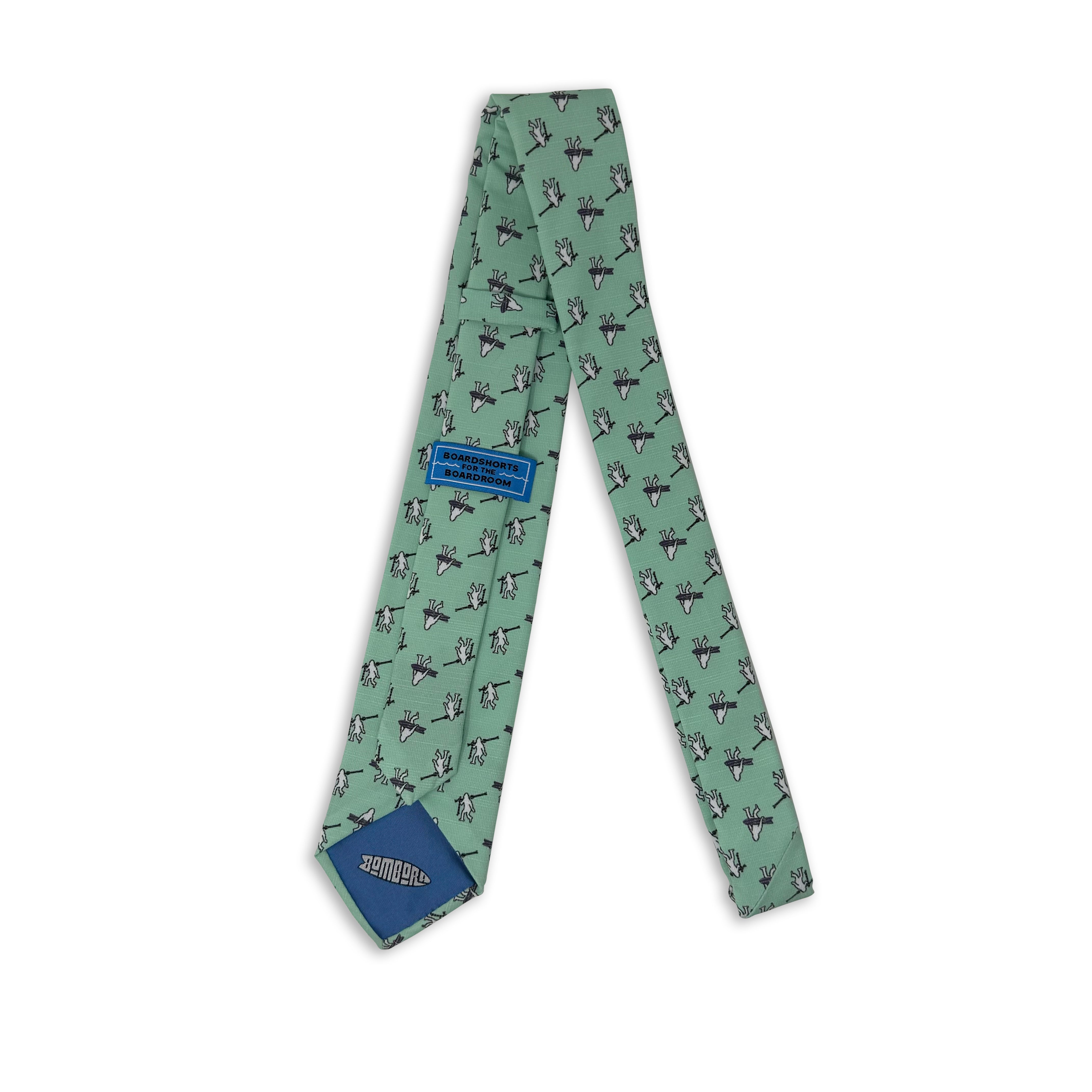 A necktie with yetis, skis, and snowboarding. Casual tie designed by Kator Shop — perfect balance of relaxed and refined for Cache Valley men’s fashion.