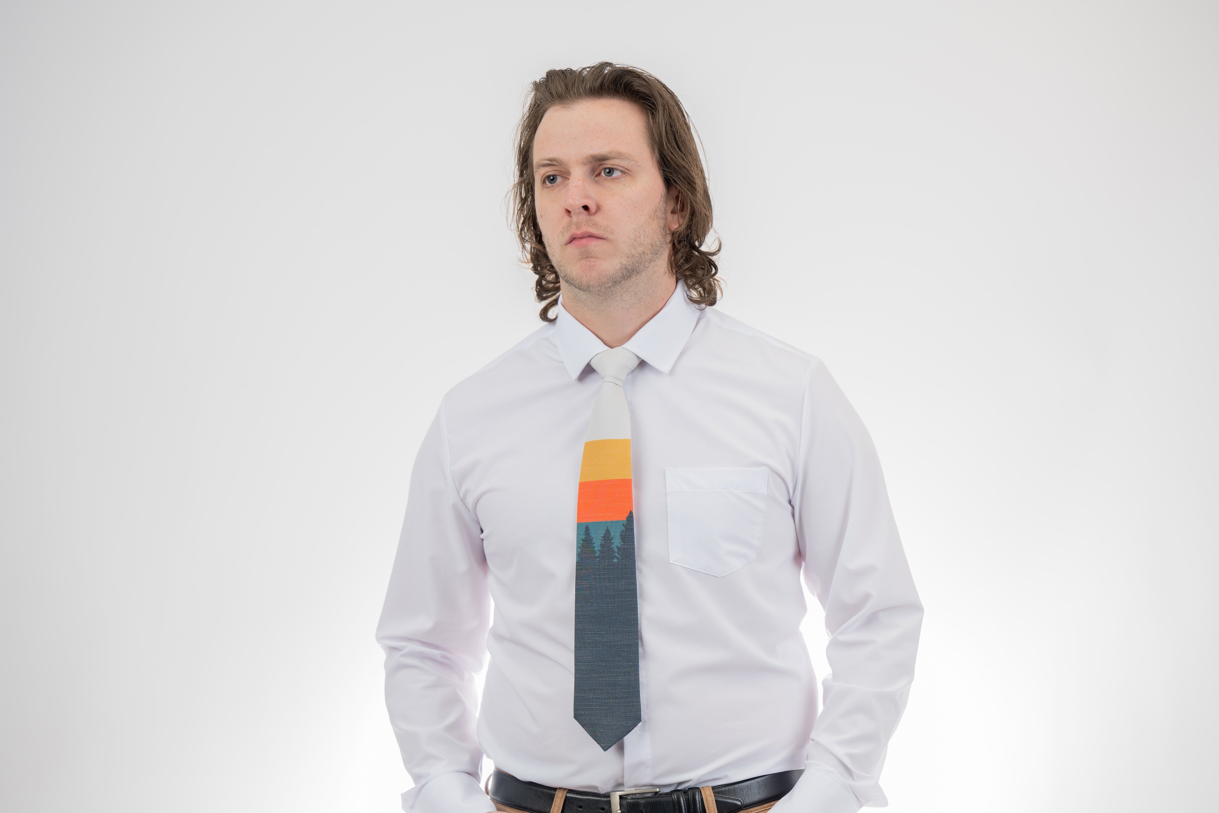 Sunrise Pines (orange-cream) Men's Tie Formal tie from Kator Shop Logan — refined Utah design for galas, ceremonies, and special occasions.