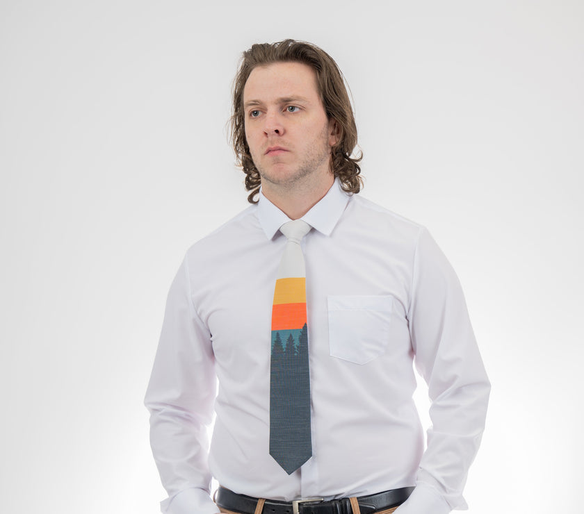 Sunrise Pines (orange-cream) Men's Tie Formal tie from Kator Shop Logan — refined Utah design for galas, ceremonies, and special occasions.