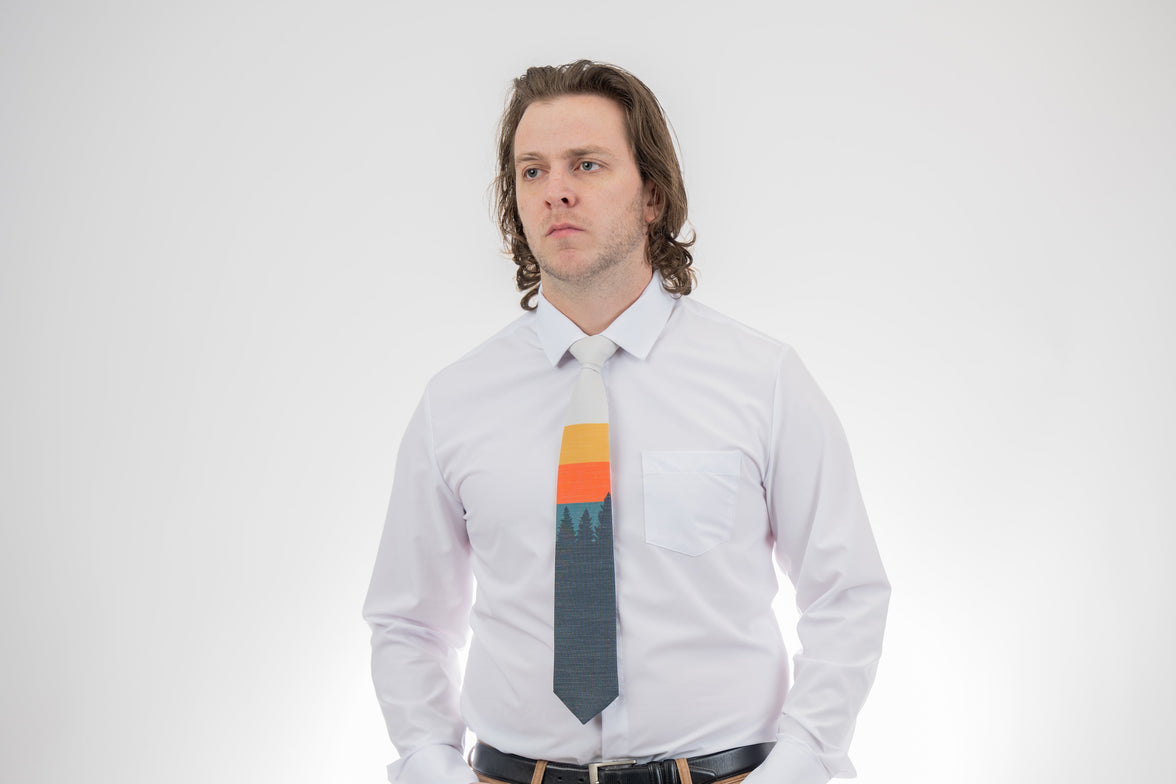 Sunrise Pines (orange-cream) Men's Tie Formal tie from Kator Shop Logan — refined Utah design for galas, ceremonies, and special occasions.