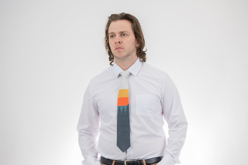 Sunrise Pines (orange-cream) Men's Tie Formal tie from Kator Shop Logan — refined Utah design for galas, ceremonies, and special occasions.