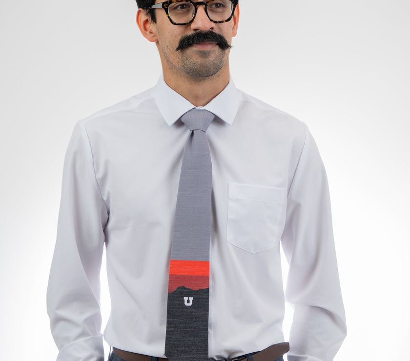 University of Utah Mountain Men's Tie Formal tie from Kator Shop Logan — refined Utah design for galas, ceremonies, and special occasions.