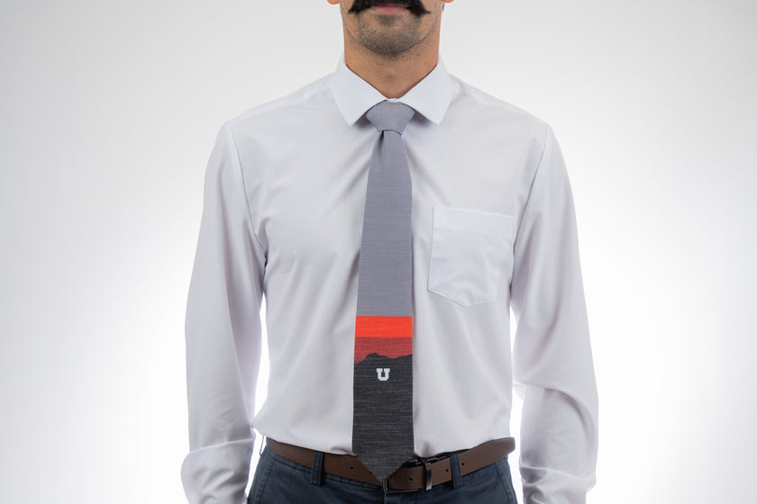 University of Utah Mountain Men's Tie Premium tie from Kator Shop in Cache Valley — thoughtful Utah gift for birthdays, missions, or holidays.