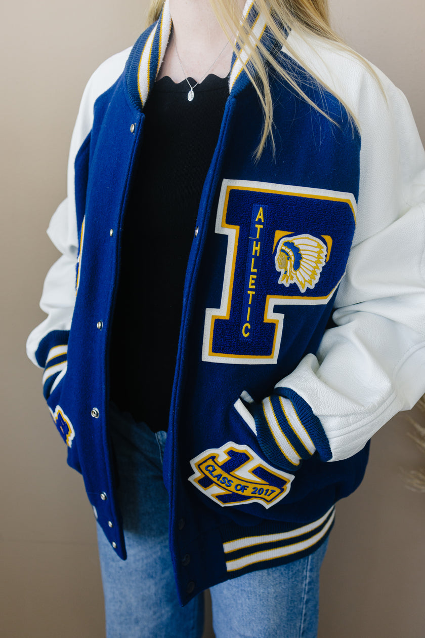 Leather Sleeve Letterman Jacket - Main Image