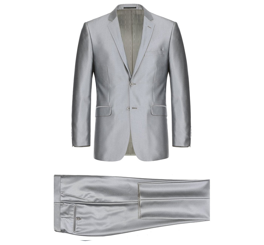 Renoir 207-2 Men's Sharkskin Italian Styled Two Piece Suit