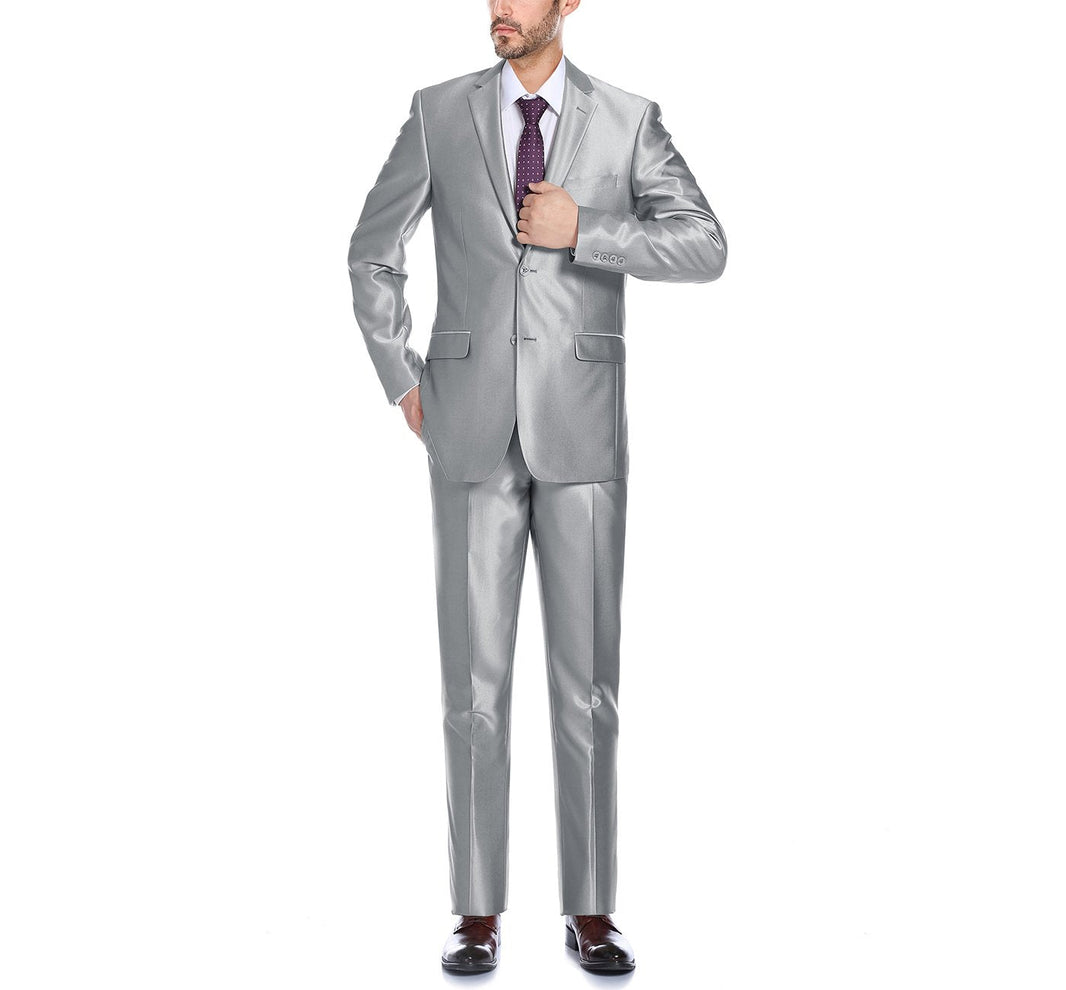 Renoir 207-2 Men's Sharkskin Italian Styled Two Piece Suit