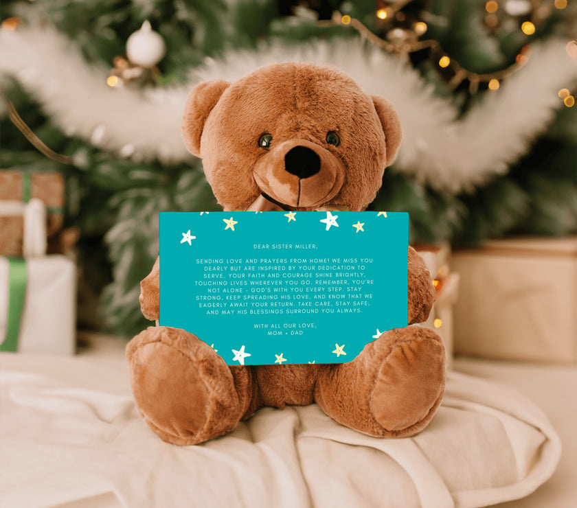 Teddy Bear with Personalized Postcard-Stars