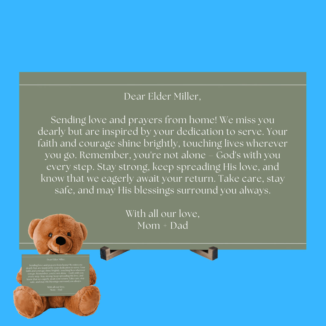 Teddy Bear with Personalized Postcard-Sage