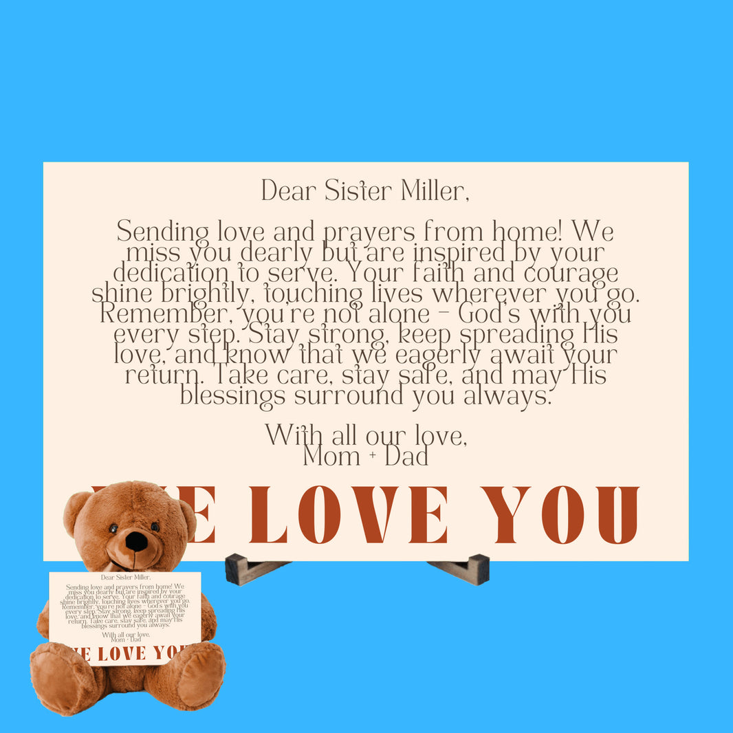Teddy Bear with Personalized Postcard-Love