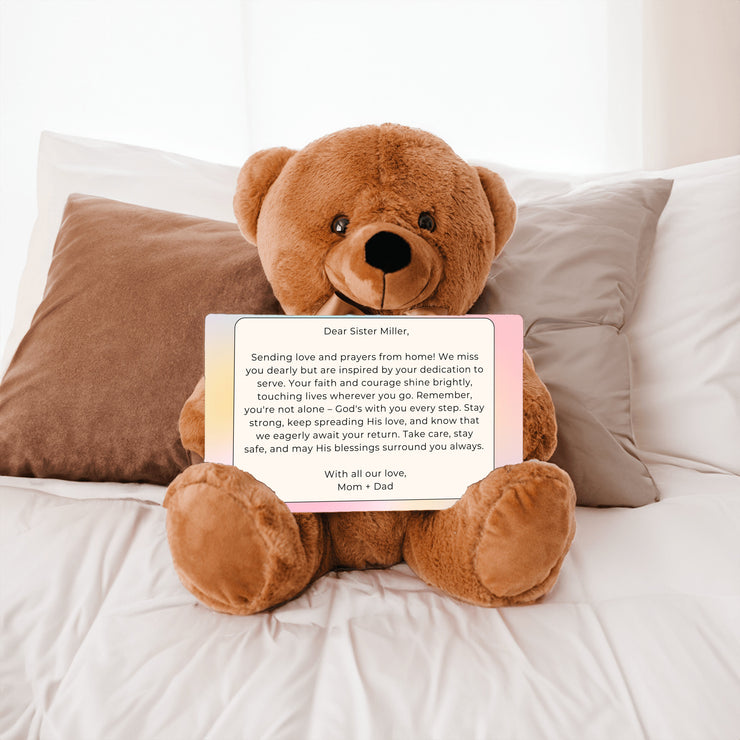 Teddy Bear with Personalized Postcard-Pastel