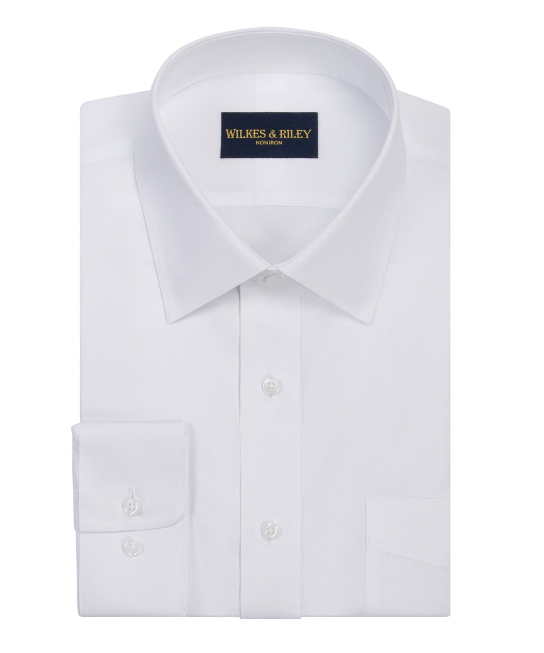 White Pinpoint Oxford Non - Iron Dress Shirt - Spread Collar - Wilkes & Riley, LLC