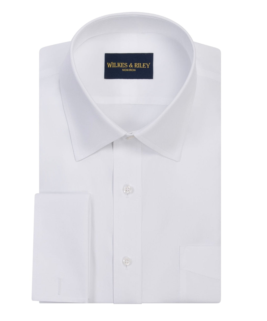 Wilkes & Riley White Pinpoint Oxford Non-Iron Dress Shirt - Spread Collar French Cuff